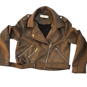 Zara Basic Faux Suede Moto Jacket